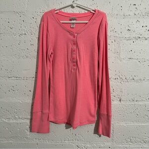 5/$25 Justice Girls Top 12 Pink Micro Ribbed Long Sleeve Henley W10